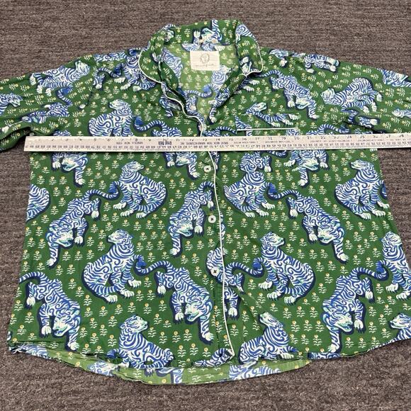 Anthropologie Print Fresh Pajamas Women 1X Blue Tiger Queen Pants Long Sleeve - Picture 7 of 16